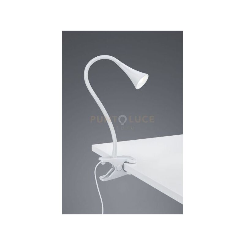 foto del prodotto viper lampada da studio led 3w 400lm, 3000k flessibile con pinza bianca h. 35cm