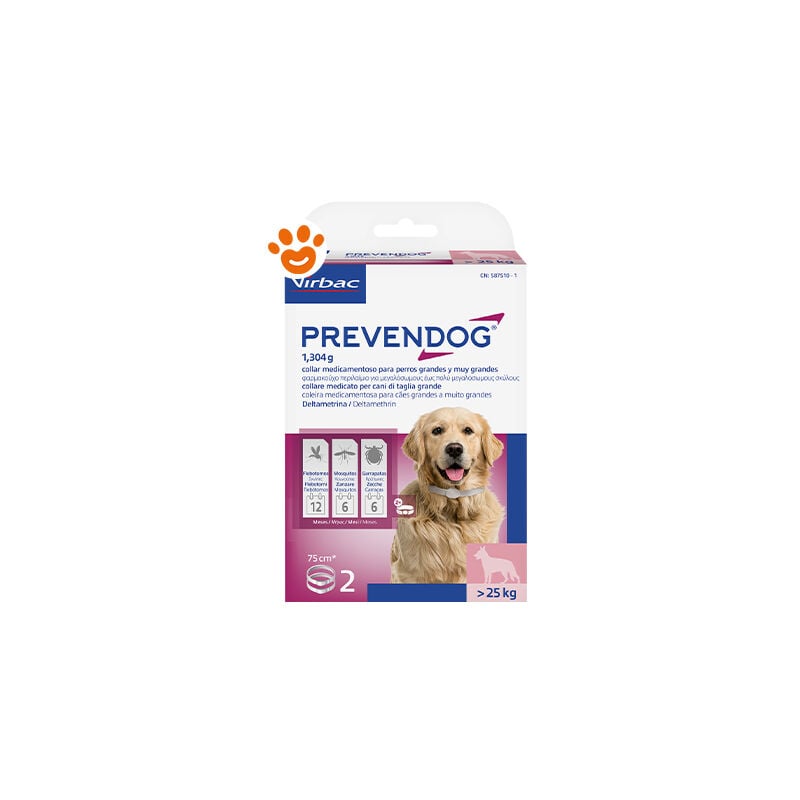 foto del prodotto virbac dog prevendog collari 75 cm oltre 25 kg virbac dog prevendog collari 75 cm oltre 25 kg confezioni da 2 collari