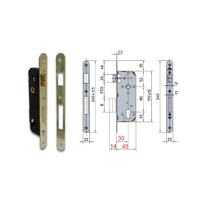 foto del prodotto viro 7435 serratura infilare ott bt scr cat mm70