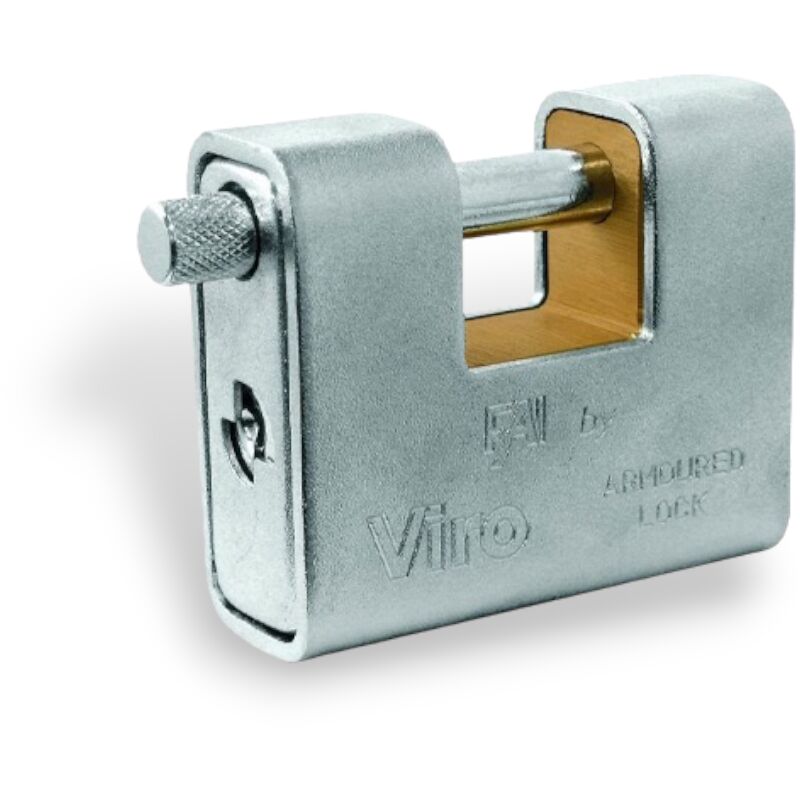 foto del prodotto viro lucchetto corazzato in ottone massiccio con rivestimento in acciaio fai 91 mm