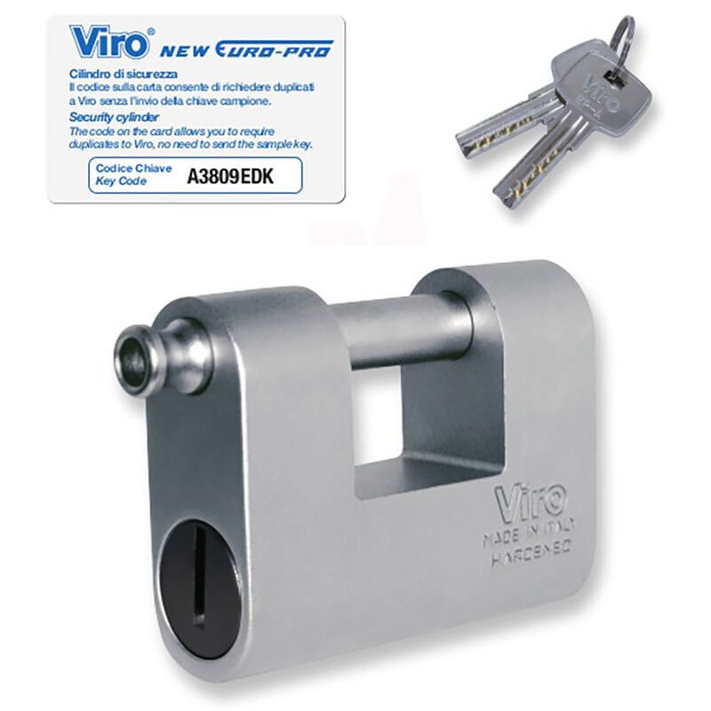 foto del prodotto viro lucchetto monoblocco in acciaio con cilindro europeo euromonolith 78 mm