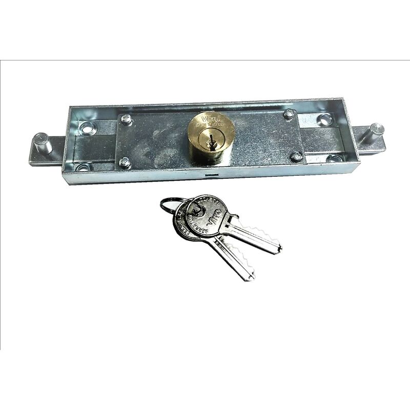 foto del prodotto viro serratura per saracinesche a rullo metallica, stretta, 156 x 42 mm. modello prefer codice 322 8241.