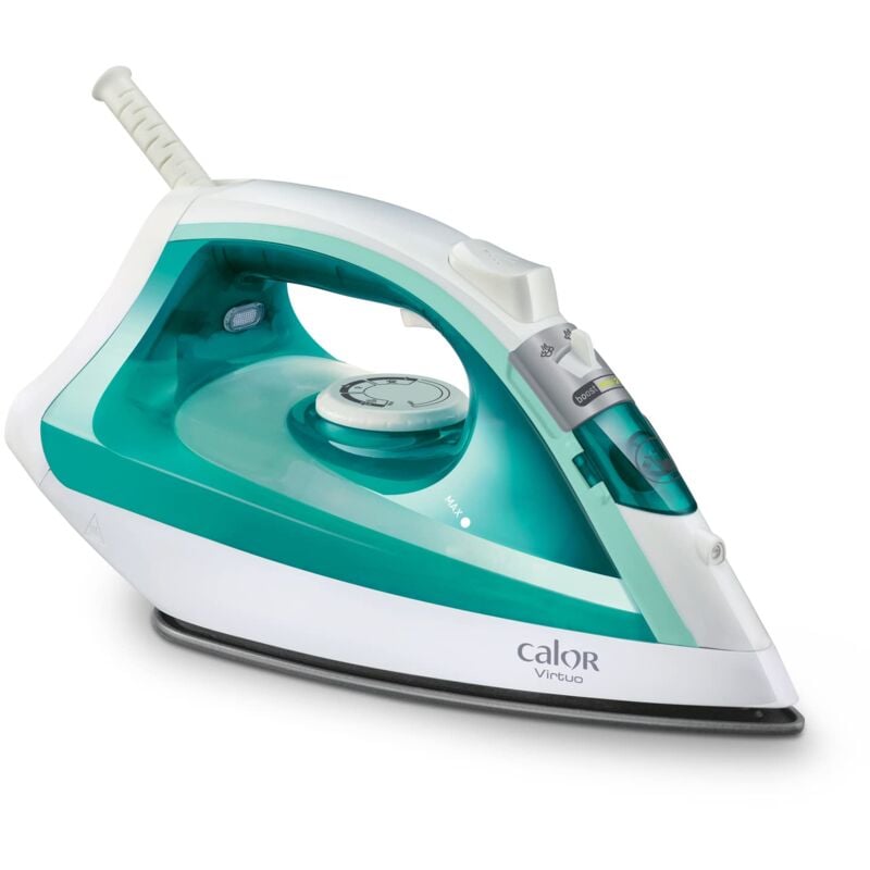 foto del prodotto virtuo ferro da stiro a vapore, 1800 w, flusso vapore 24 g min, funzione pressing 80 g minuto, spiegatura verticale, blu verde fv1710c0 calor