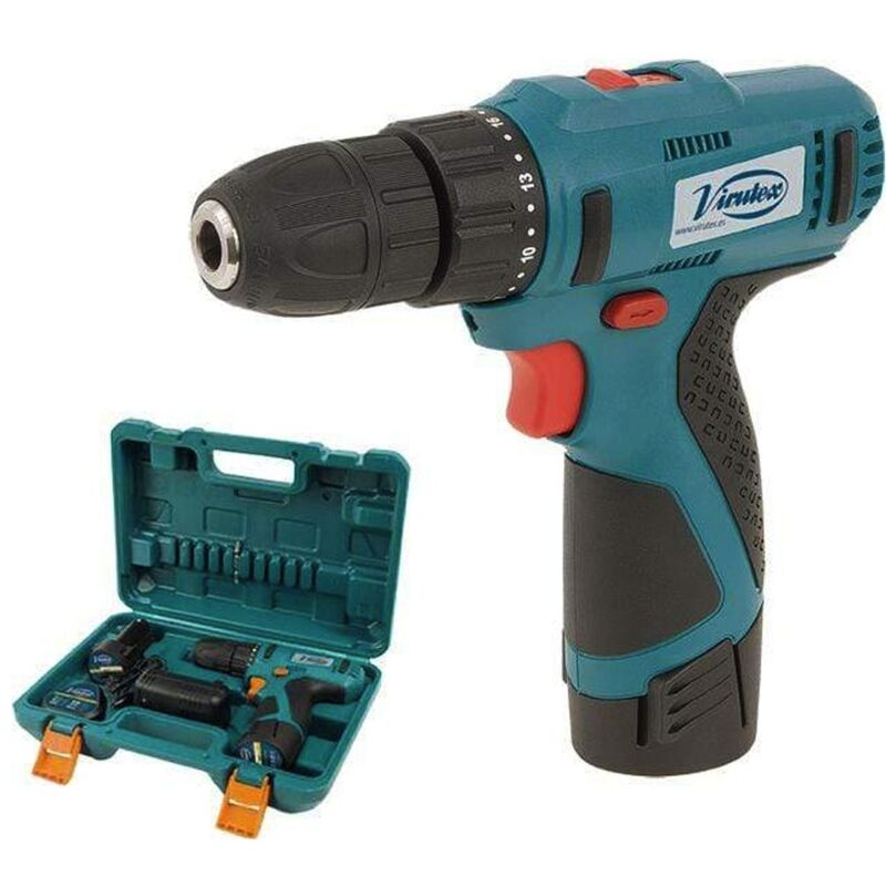 foto del prodotto virutex trapano avvitatore atb40 2 x 1,5ah caricabatteria valigetta 