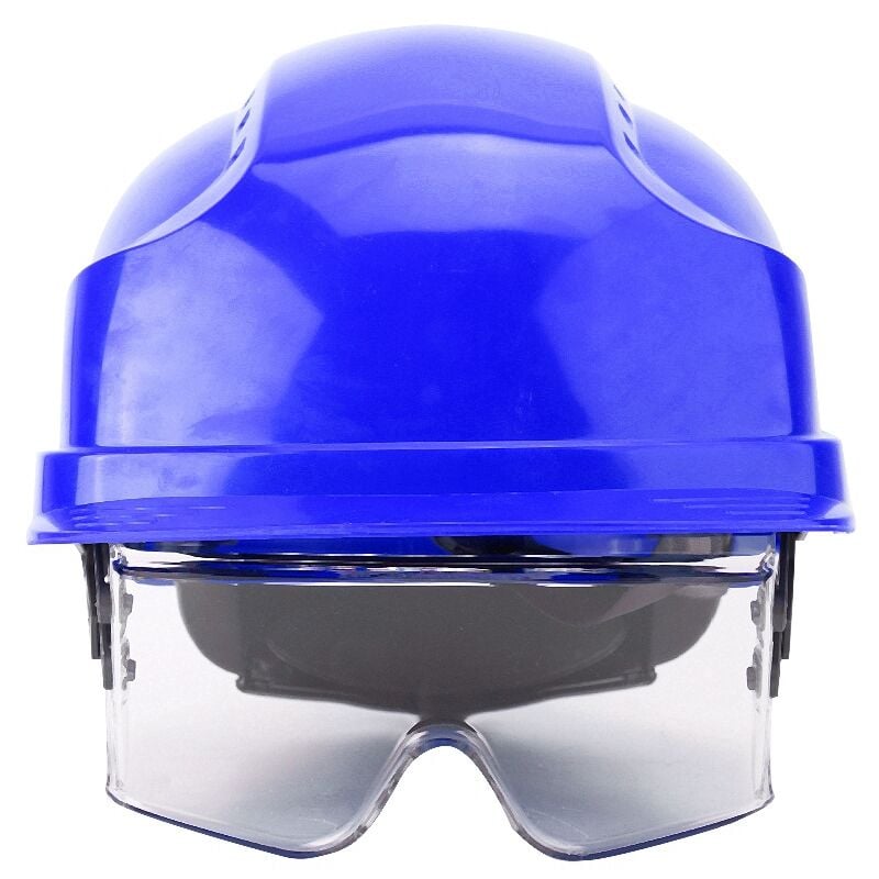 foto del prodotto visiera casco elmetto defender occhiali di sicurezza integrati blu eosnow