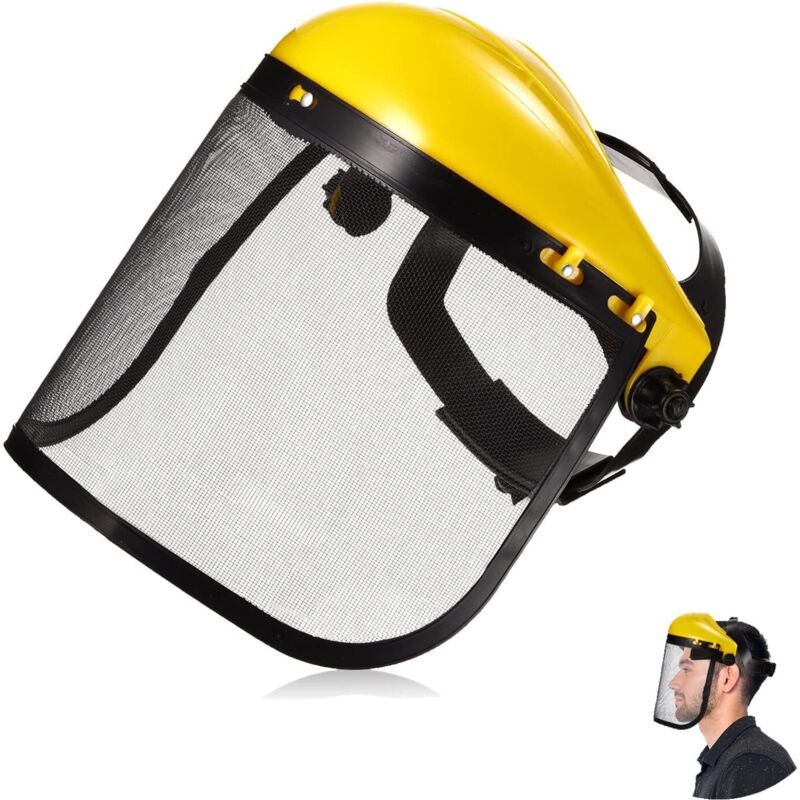 foto del prodotto visiera protettiva per il viso, casco protettivo per tagliaerba da giardino, cappello protettivo per la sicurezza, protezione per gli occhi, visiera