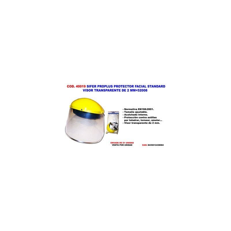 foto del prodotto visiera standard sifer proplus con visiera trasparente da 2 mm
