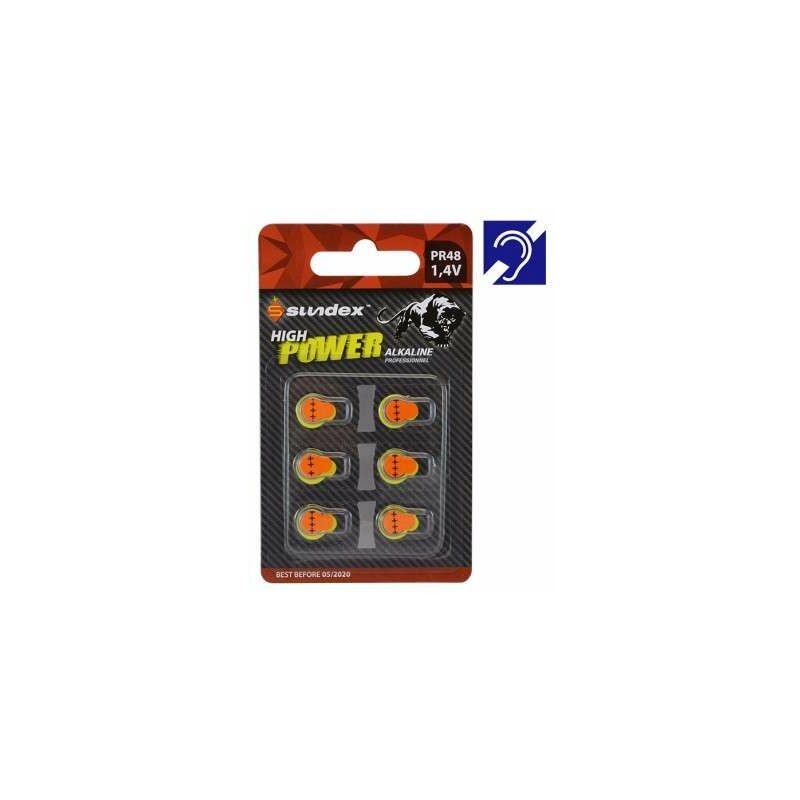 foto del prodotto vision el batterie pr48 1.4v sundex x 6 super alcaline apparecchio acustico