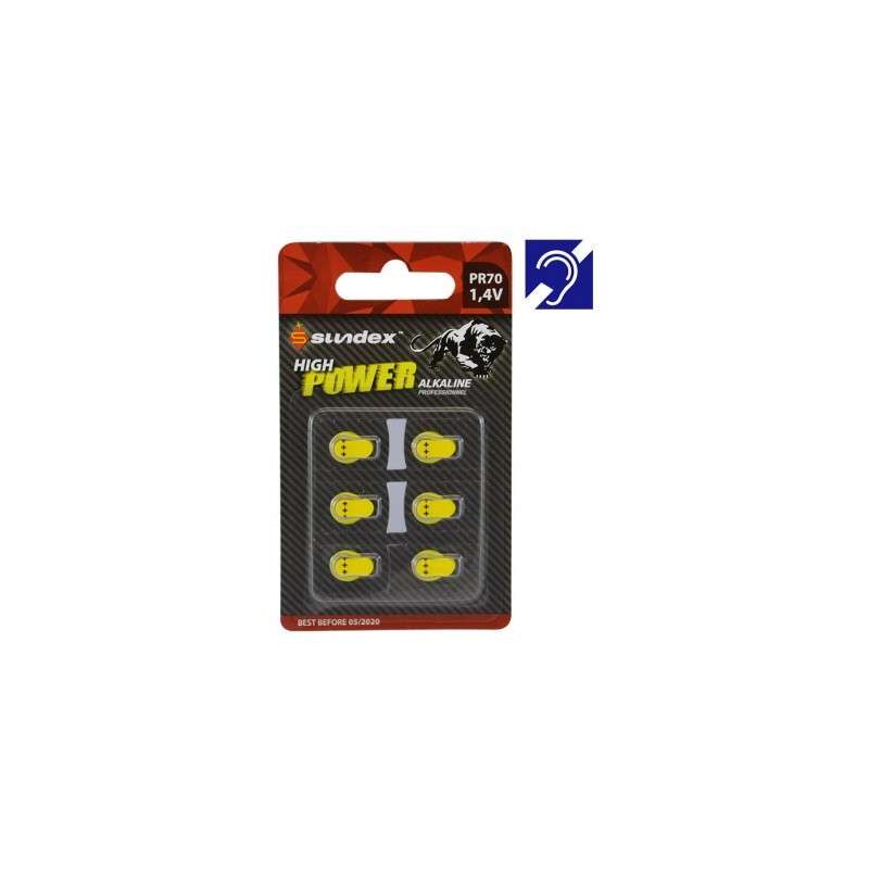 foto del prodotto vision el batterie pr70 1,4v sundex x6 super alkaline apparecchio acustico
