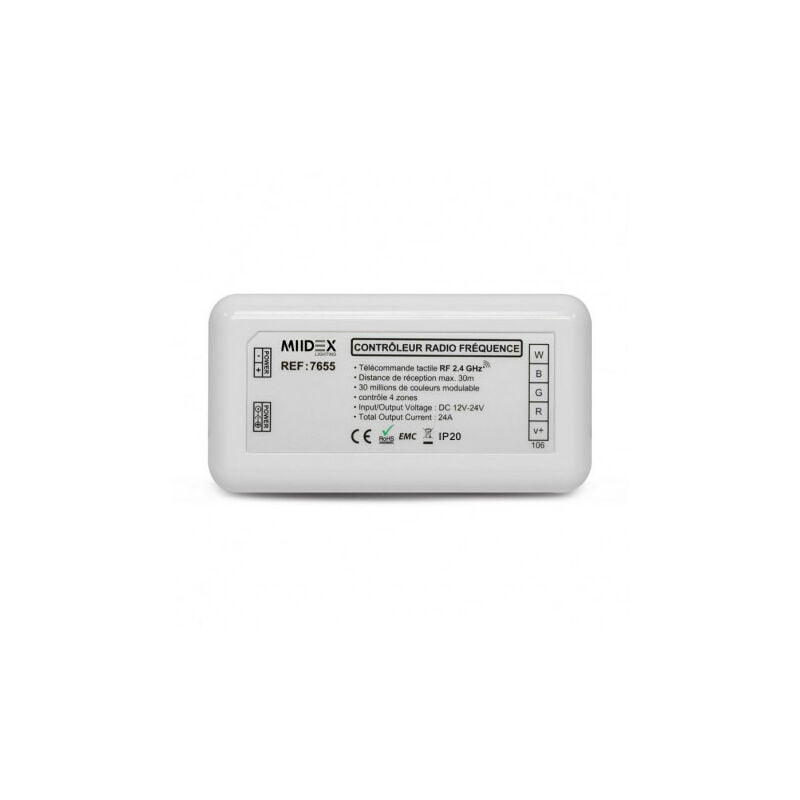 foto del prodotto vision el controller rgbw per strisce led dc12v 24v 240w ip20 85x45mm