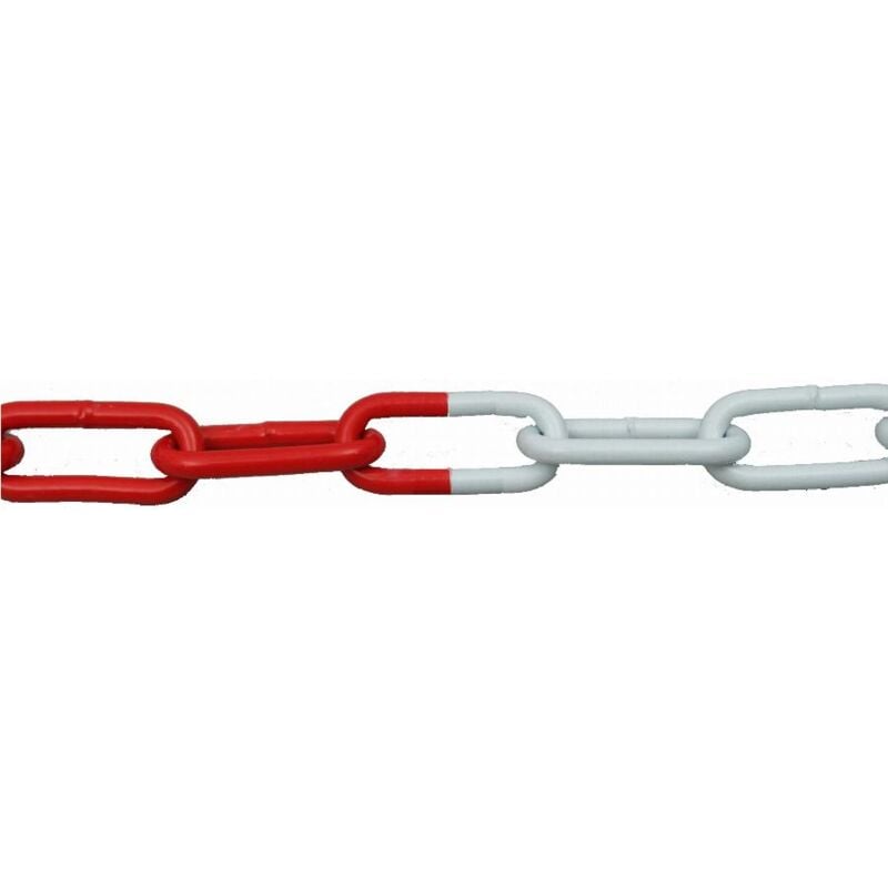 foto del prodotto viso catena di segnalazione acciaio rosso e bianco 6 mm lunghezza 15m din233rb ct