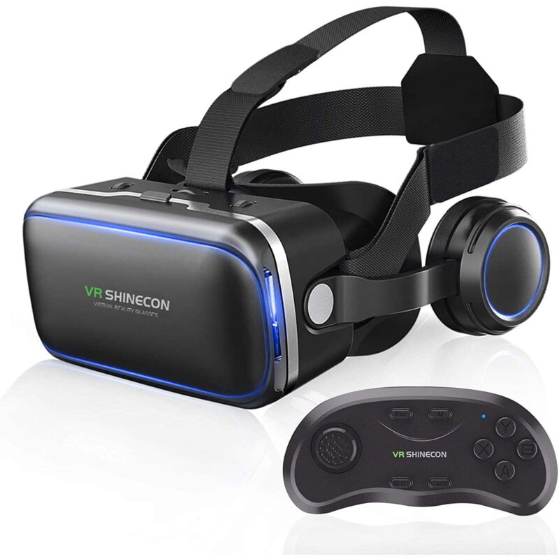 foto del prodotto visore vr compatibile con iphone e telefoni android, sistema di occhiali per giochi di realt virtuale 3d, occhiali per realt virtuale 3d con