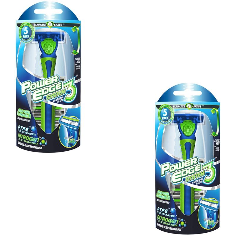 foto del prodotto vitaeasy rasoio a 3 lame testa girevole 5 ricambi in plastica 14 cm lotto di 2