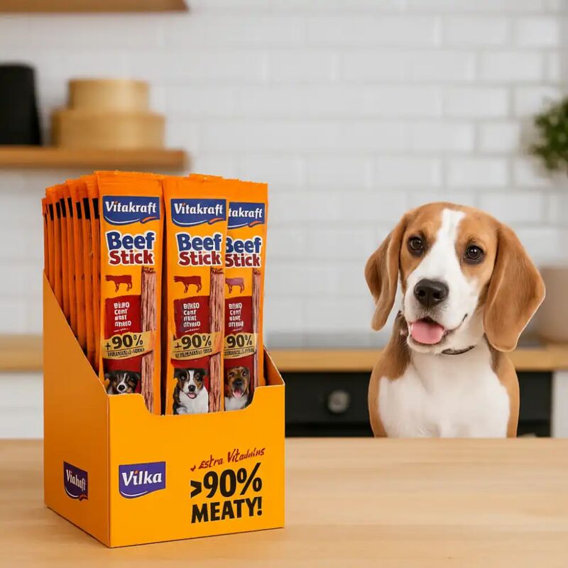 foto del prodotto vitakraft bastoncini di manzo per cani 50 stick da 12g snack 90 carne