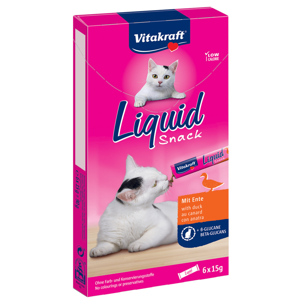 foto del prodotto vitakraft cat liquid snack con anatra glucani 6 x 15 g