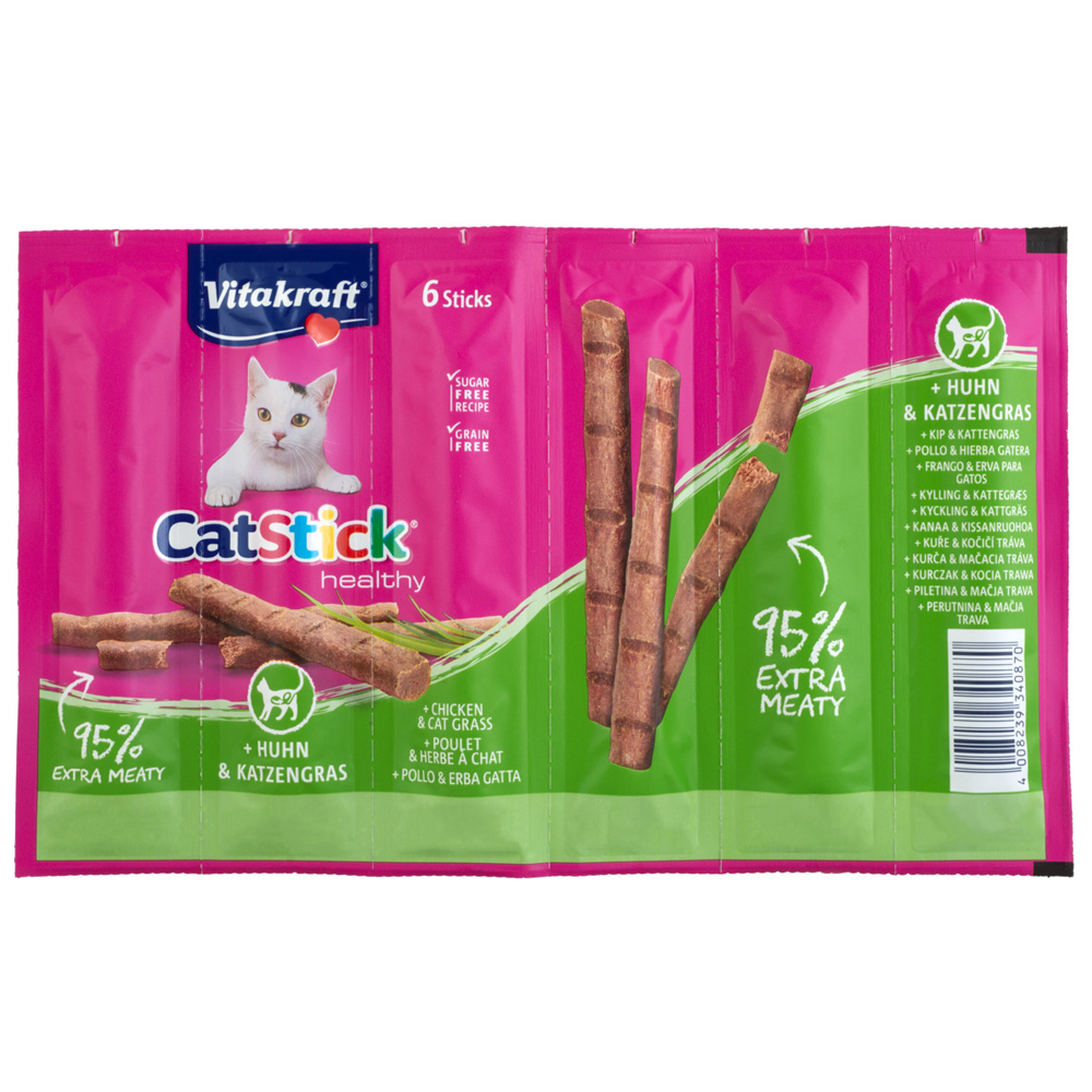 foto del prodotto vitakraft cat stick healthy 6 x 6 g pollo erba gatta