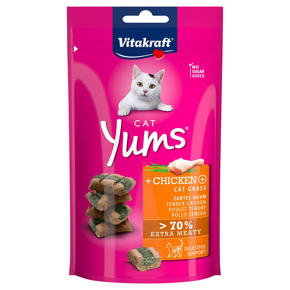 foto del prodotto vitakraft cat yums snack per gatto 40 g pollo erba gatta