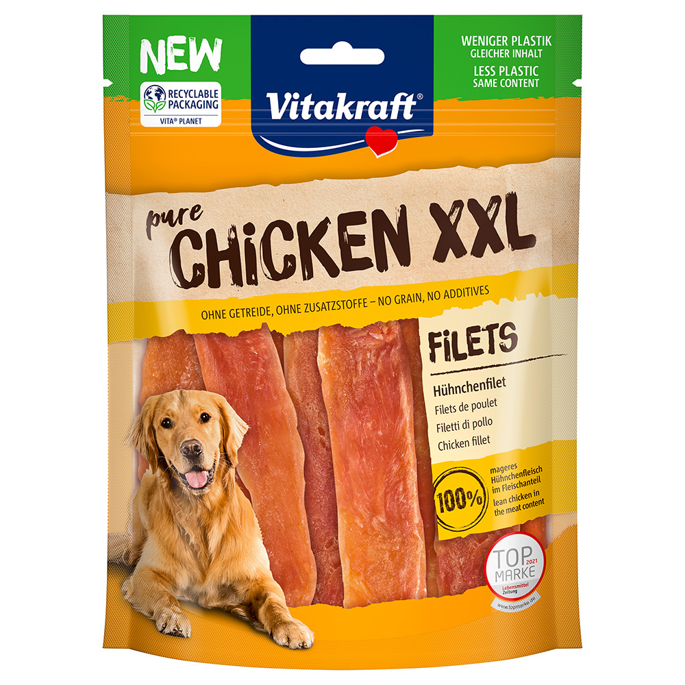 foto del prodotto vitakraft chicken filettini di pollo xxl snack per cani 250 g