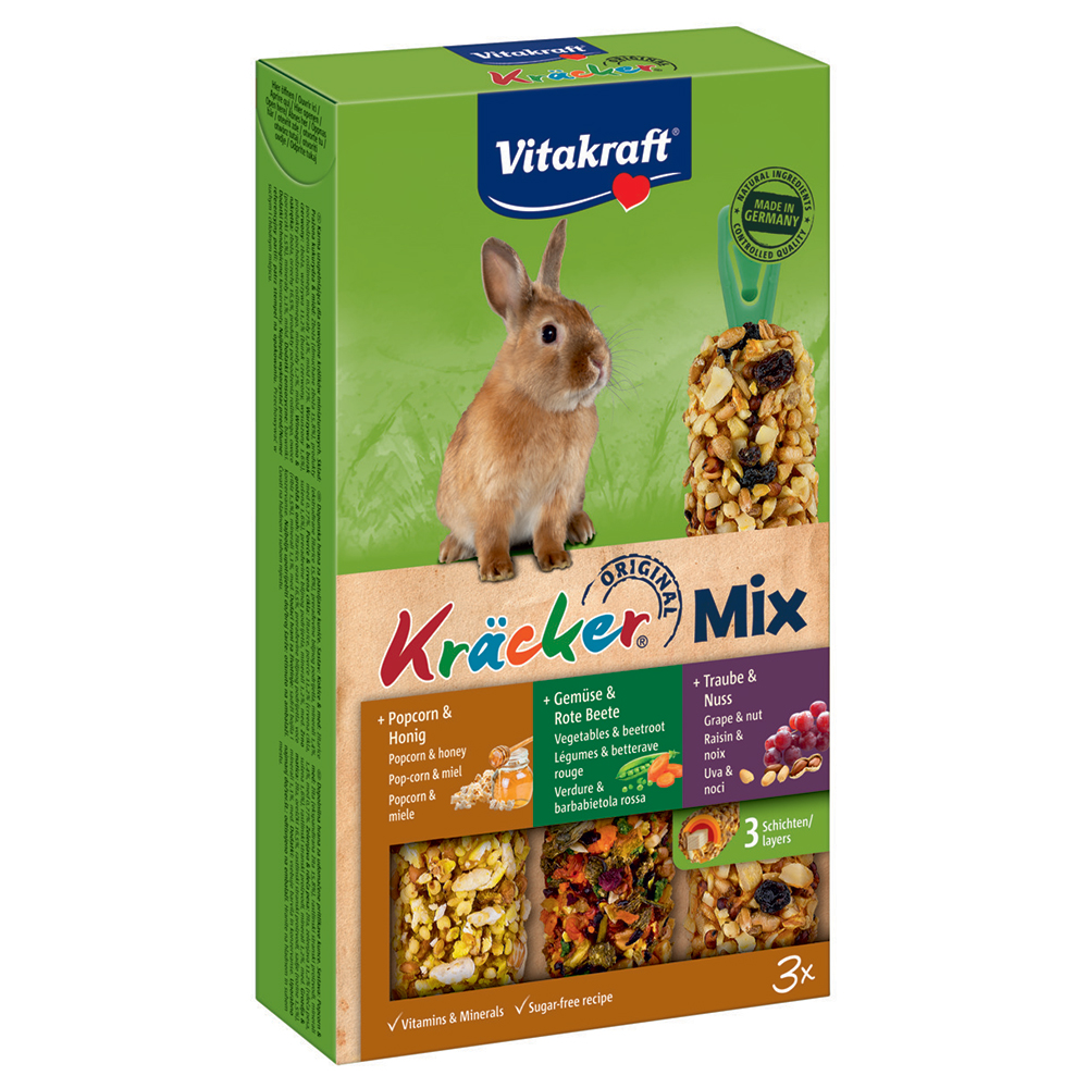 foto del prodotto vitakraft cracker conigli nani trio mix 1 x 3 pz trio mix popcorn, verdure, uva