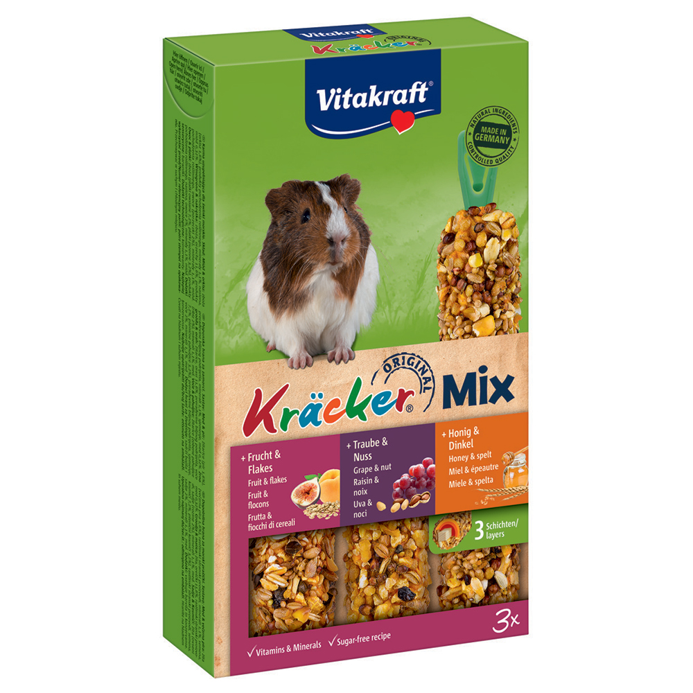 foto del prodotto vitakraft cracker trio mix porcellini d india 1 x 3 mix miele, frutta, noci 
