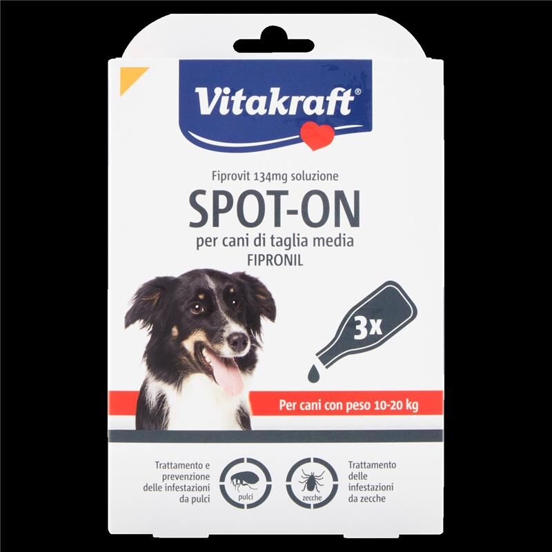 foto del prodotto vitakraft fiprovit 134 mg soluzione spot on per cani di taglia media fipronil 3 x 1.34 ml
