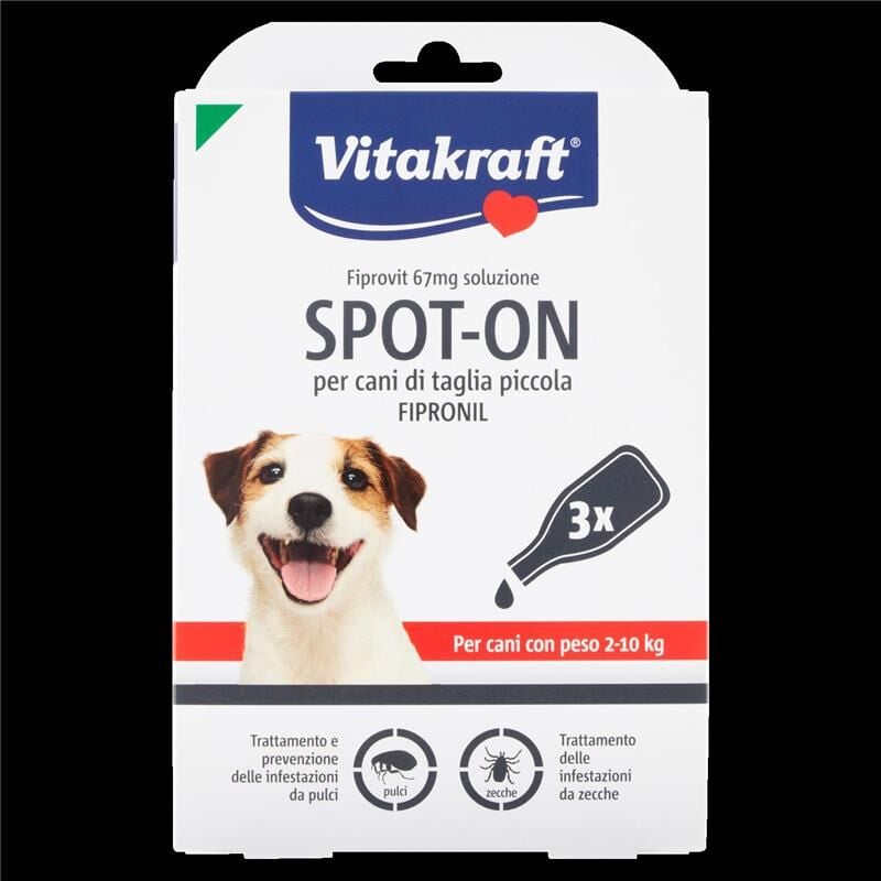 foto del prodotto vitakraft - fiprovit 67mg soluzione spot-on per cani di taglia piccola fipronil 3 x 0.67 ml