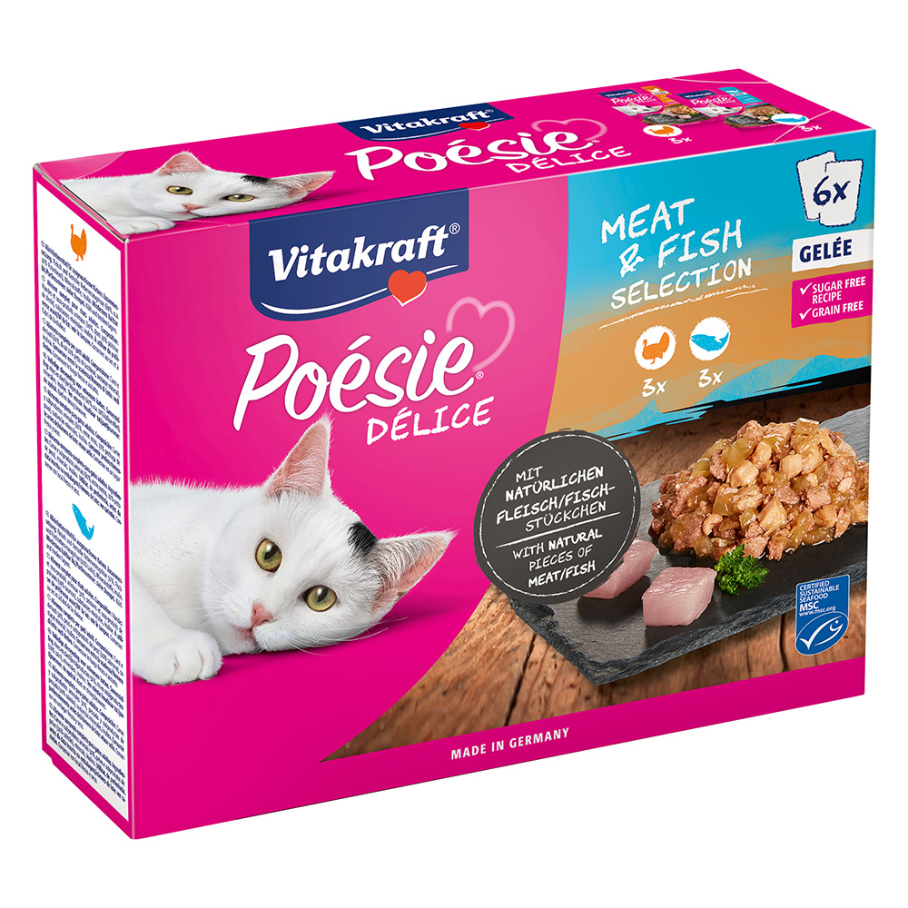 foto del prodotto vitakraft po sie delice in buste 6 x 85 g pacco misto umido per gatto mix di carne e pesce