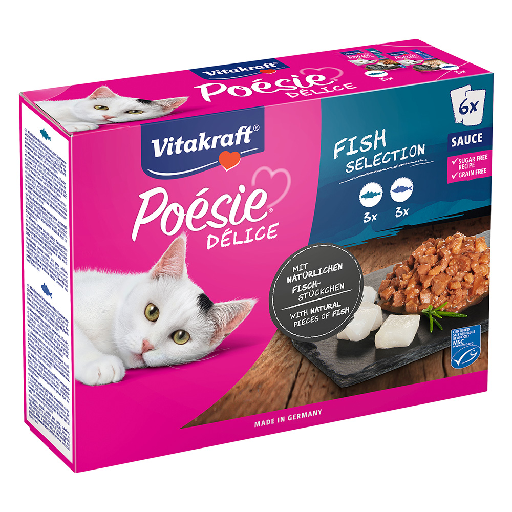 foto del prodotto vitakraft po sie delice in buste 6 x 85 g pacco misto umido per gatto mix di pesce