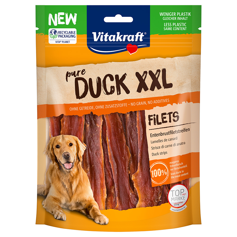 foto del prodotto vitakraft pure duck xxl strisce di anatra snack per cani 250 g