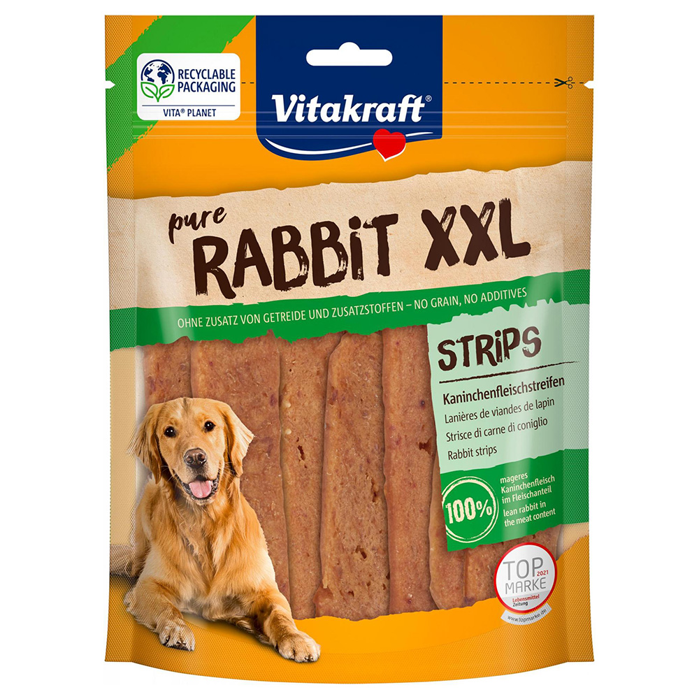 foto del prodotto vitakraft strisce di carne di coniglio xxl snack per cane 250 g