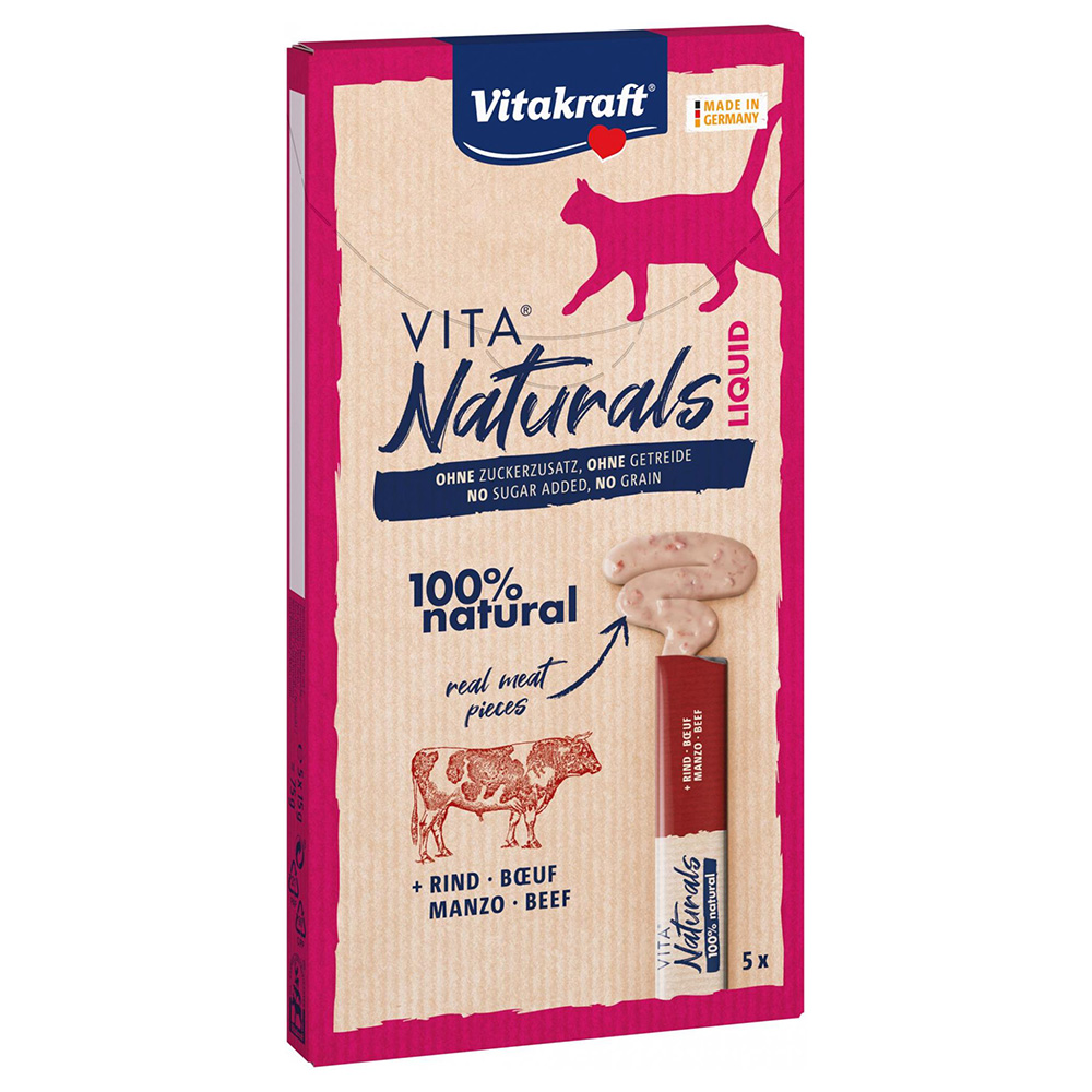 foto del prodotto vitakraft vita naturals liquid manzo snack per gatto 5 x 15 g