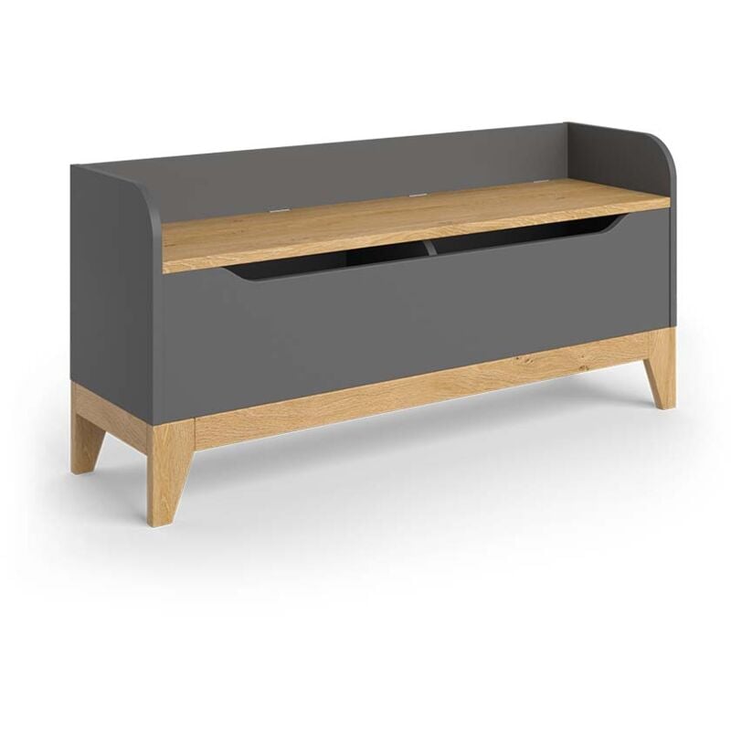 foto del prodotto vitalispa cassapanca per giocattoli malia, grigio quercia, 107.2 x 50 cm con sedile a panchina