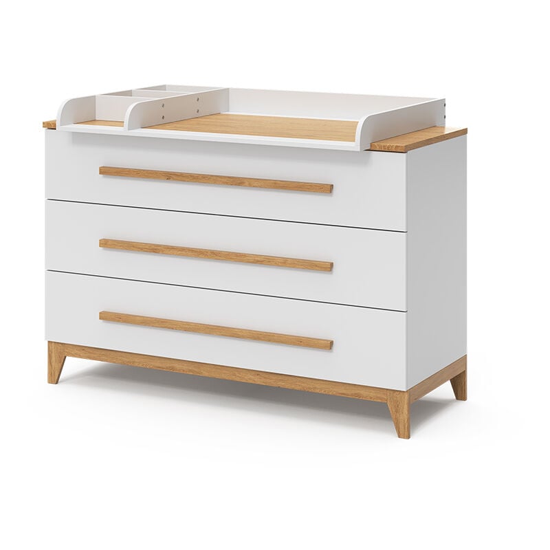 foto del prodotto vitalispa fasciatoio malia, bianco, 133 x 98 cm xl con 3 cassetti