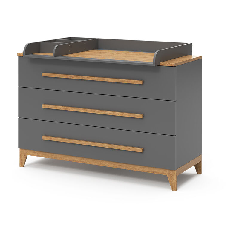 foto del prodotto vitalispa fasciatoio malia, grigio, 133 x 98 cm xl con 3 cassetti