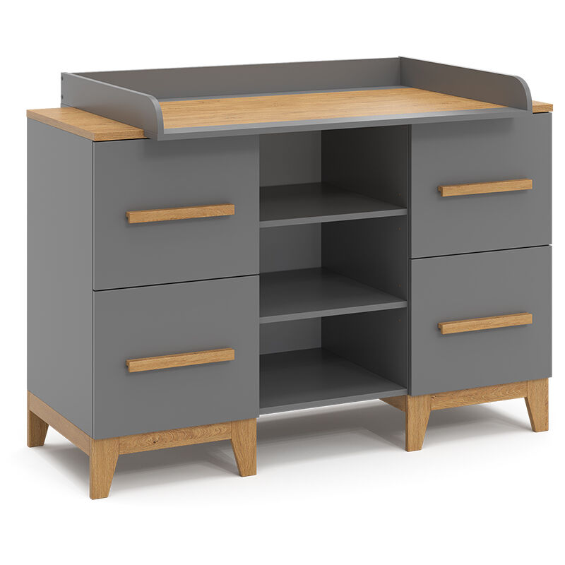 foto del prodotto vitalispa fasciatoio malia, grigio, 133 x 98 cm xl con 4 cassetti