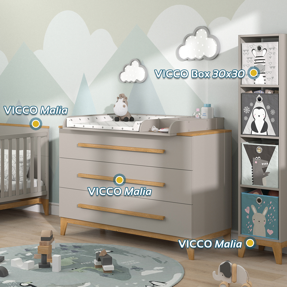 foto del prodotto vitalispa fasciatoio quercia cashmere 133 x 98 cm xl con 3 cassetti