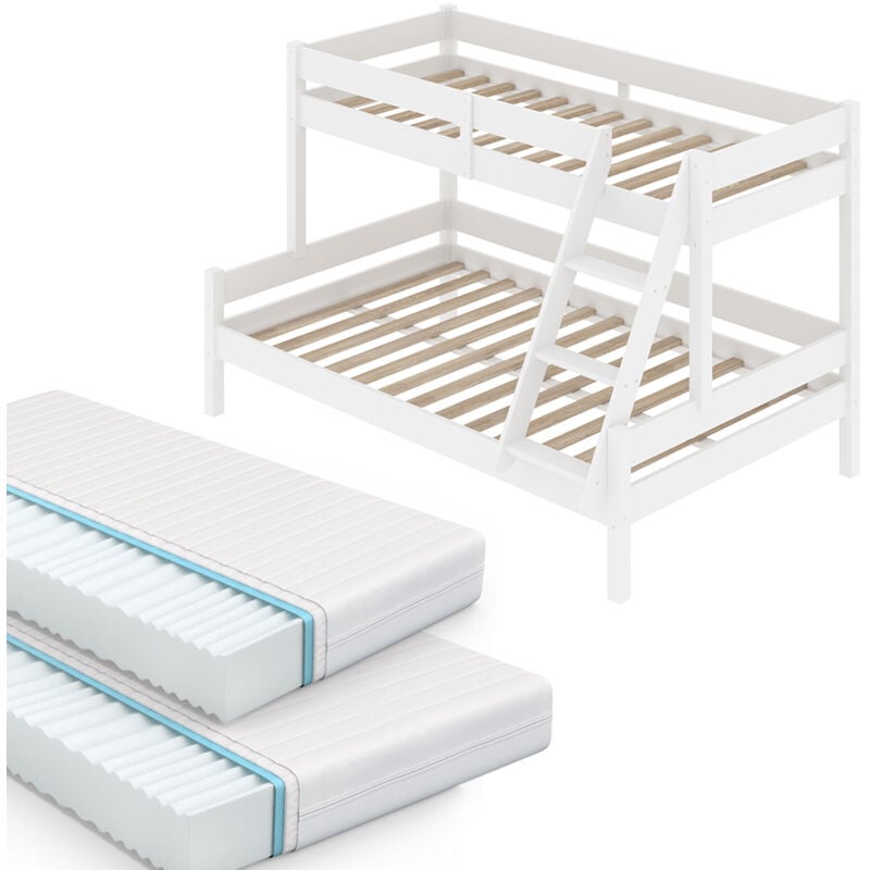 foto del prodotto vitalispa letto a castello everest, bianco, 140x200 90x200 cm con 2 materassi