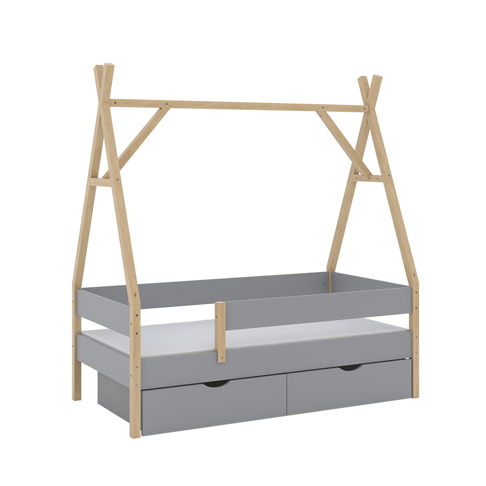 foto del prodotto vitalispa letto a soffietto bali, grigio, 80x160 cm con 2 cassetti e materasso