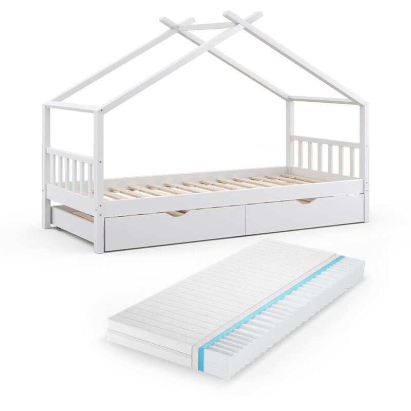 foto del prodotto vitalispa letto da casa design, bianco, 90x200 cm con letto per ospiti e materasso