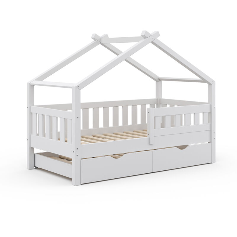 foto del prodotto vitalispa letto montessori bambini design, bianco, 80x160 cm con letto per ospiti