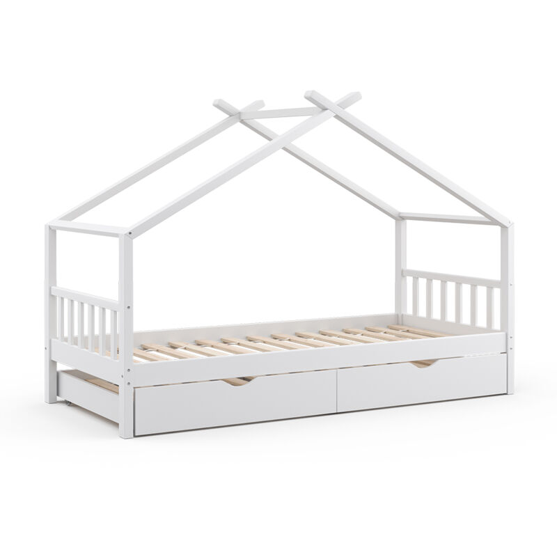 foto del prodotto vitalispa letto montessori bambini design, bianco, 90x200 cm con letto per ospiti