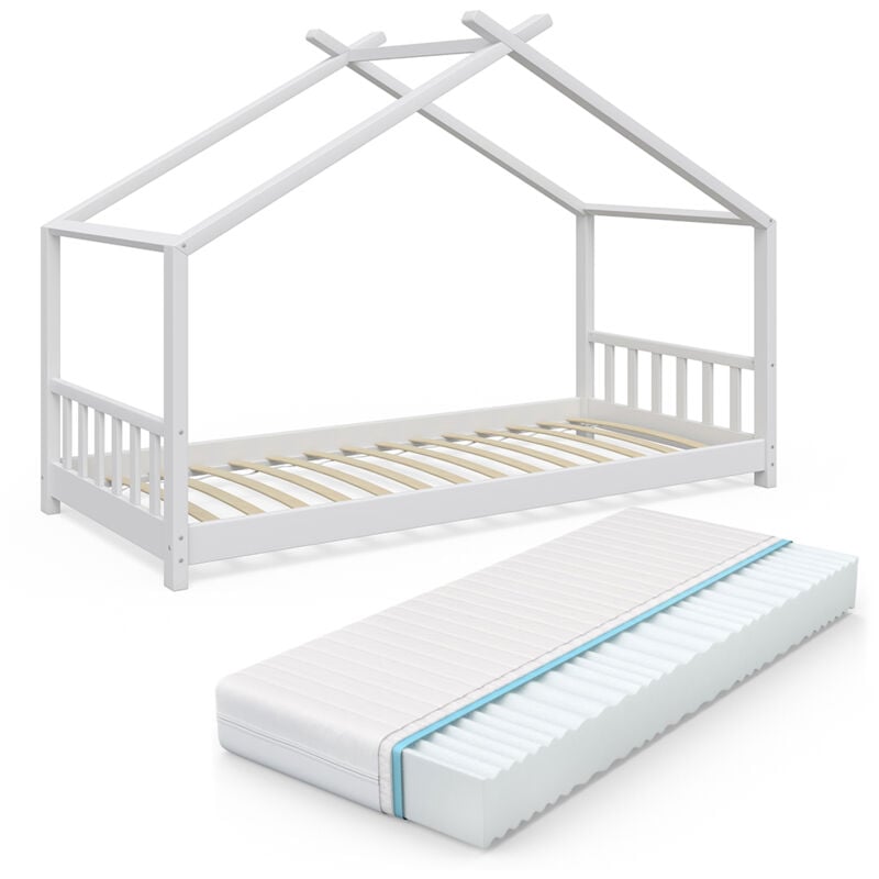 foto del prodotto vitalispa letto montessori bambini design, bianco, 90x200 cm con materasso
