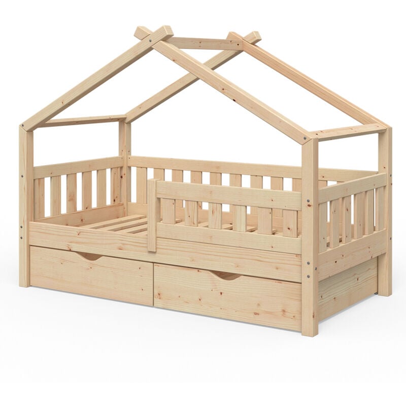 foto del prodotto vitalispa letto montessori bambini design, marrone, 80x160 cm con 2 cassetti