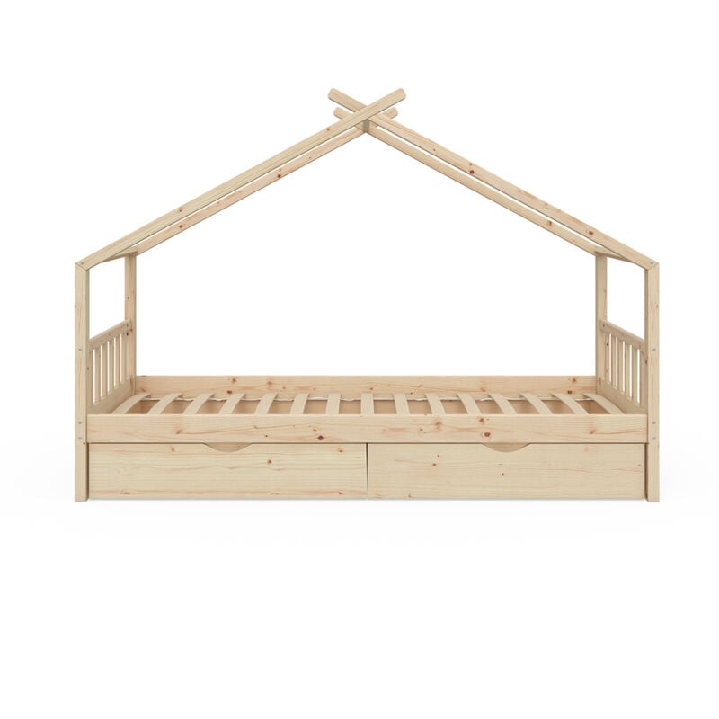 foto del prodotto vitalispa letto montessori bambini design, marrone, 90x200 cm con 2 cassetti