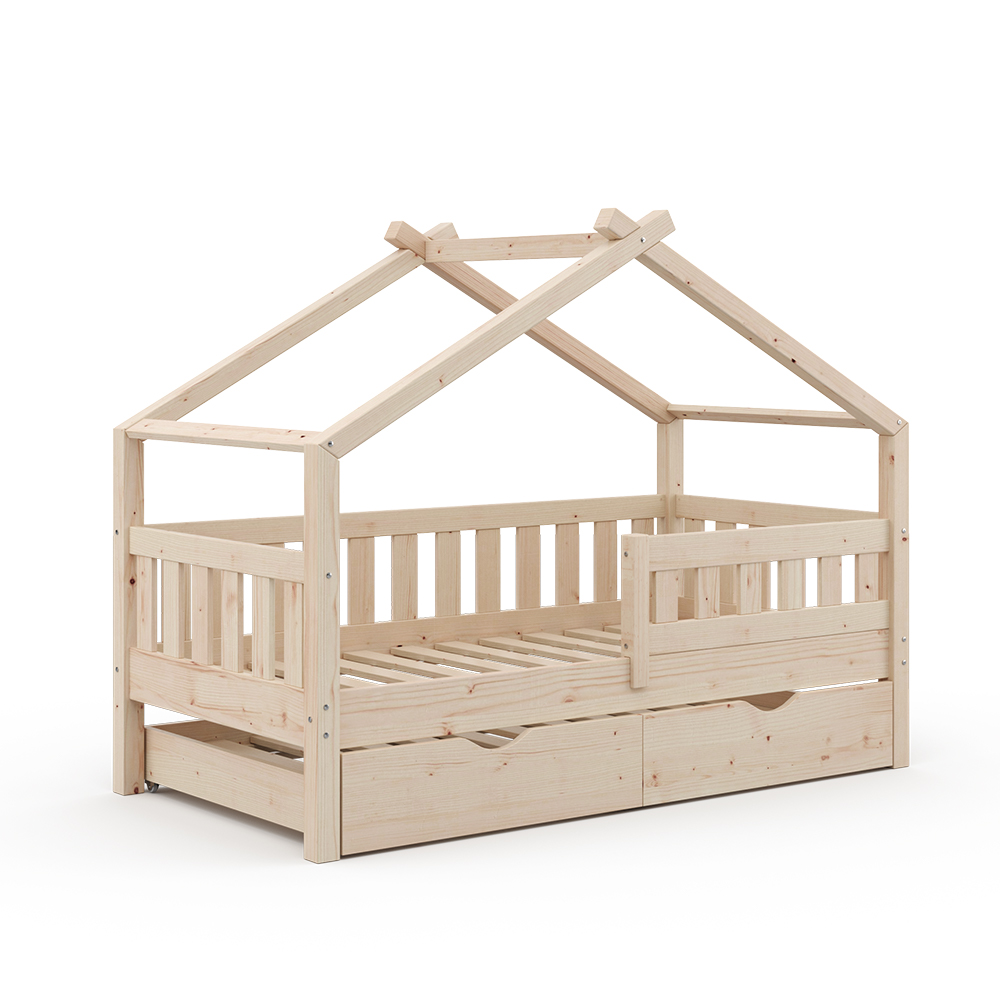foto del prodotto vitalispa letto montessori bambini legno naturale 80x160 cm con letto per ospiti