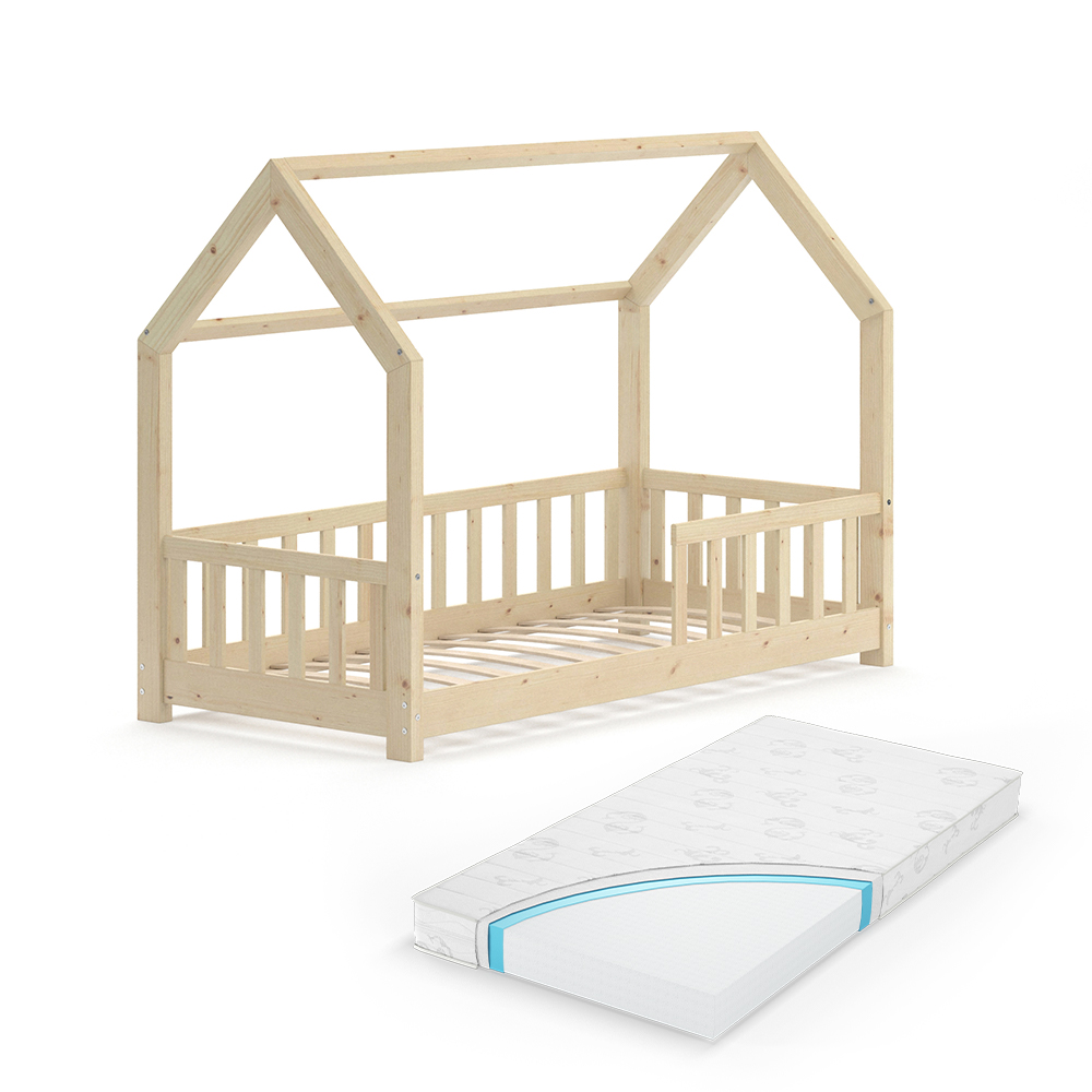 foto del prodotto vitalispa letto montessori bambini legno naturale 80x160 cm con materasso