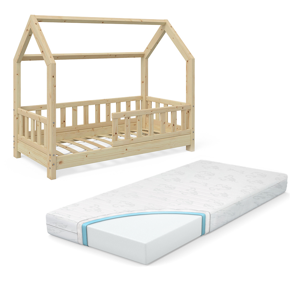 foto del prodotto vitalispa letto montessori bambini marrone 70x140 cm con materasso