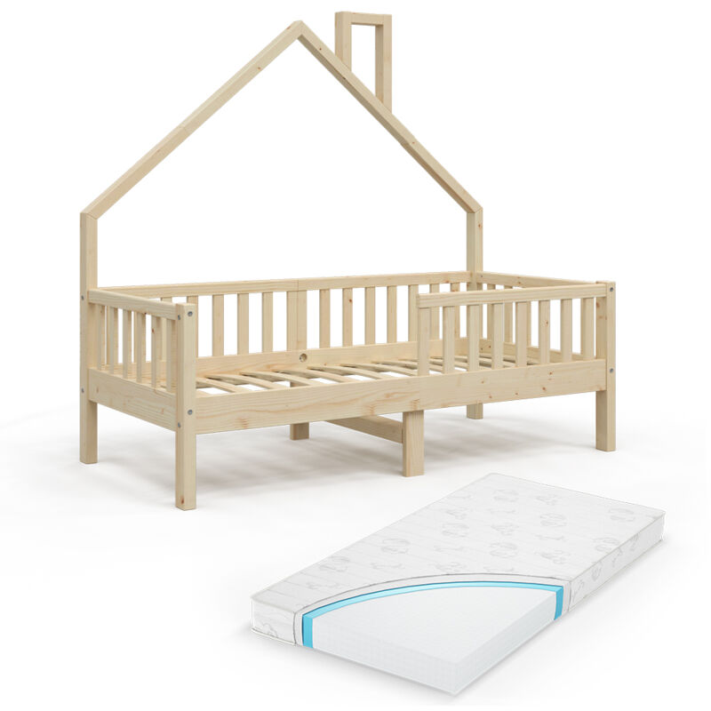 foto del prodotto vitalispa letto montessori bambini noemi, legno naturale, 80x160 cm con materasso