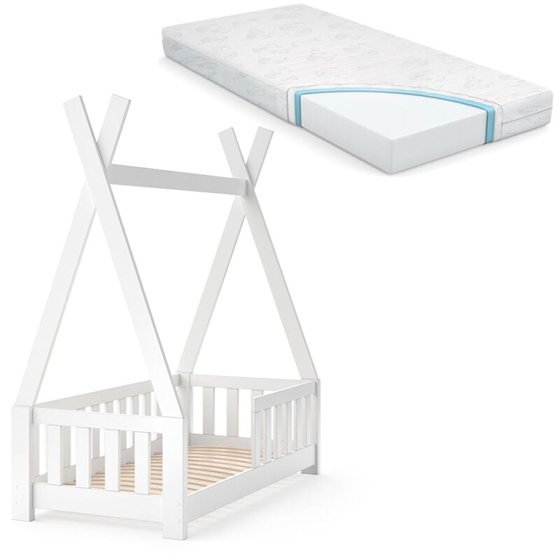 foto del prodotto vitalispa letto tipi bianco 70x140 cm con recinzione e materasso