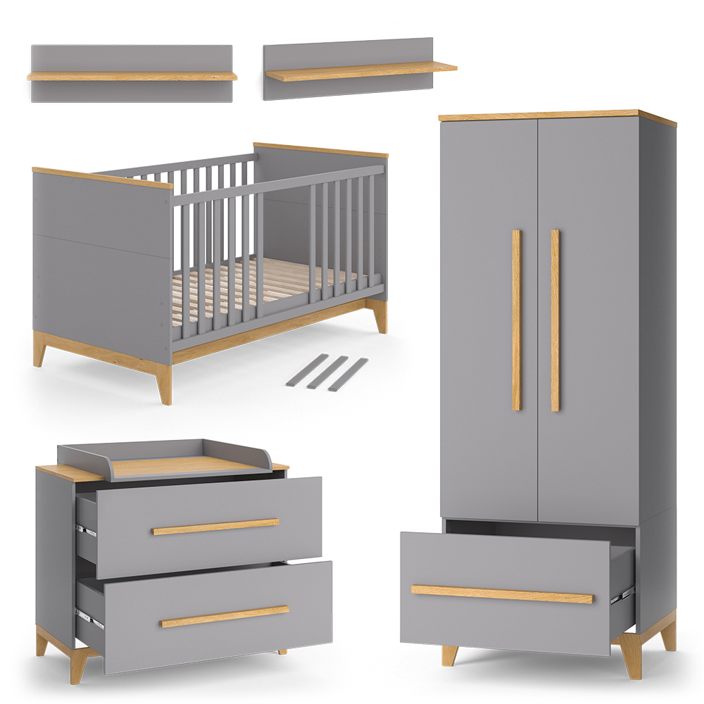 foto del prodotto vitalispa set per cameretta grigio quercia set di 4